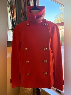 Coach - Classic Women's Double-Breasted Orange Wool Coat